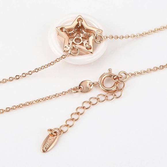 Simulated Diamonds Star Necklace 18k Gold Plated - Picture 5 of 8